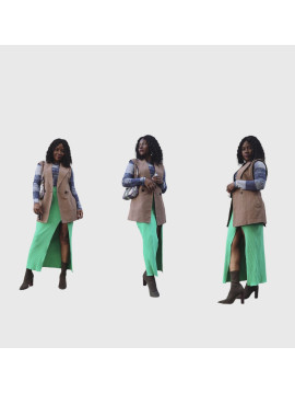 Jupe long taille haute avec fente