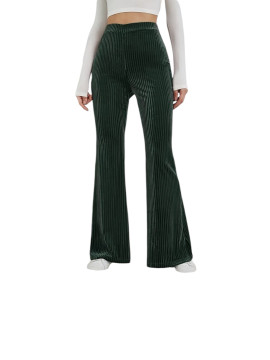 Pantalon évasé en velours vert foncé