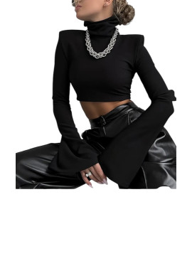 Haut longue manche évasé à col roulé