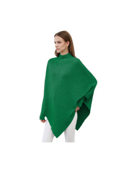 Poncho asymétrique en tricot vert