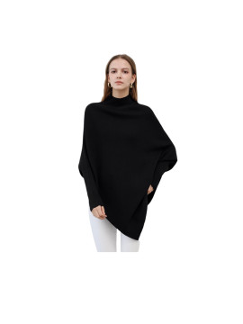 Poncho asymétrique en tricot noir