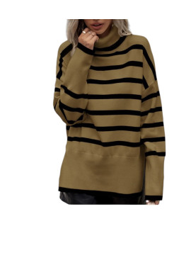 Pull ample à col haut couleur marron