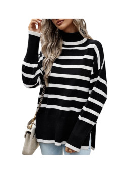 Pull ample à col haut couleur noir