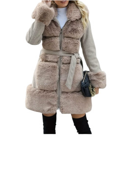 Veste d’hiver chaude avec fourrure et ceinture