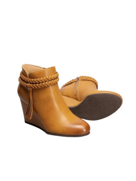 Bottes compensées couleur jaune moutarde