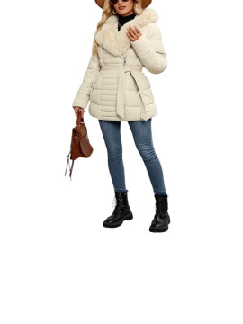 Veste capuche similicuir élégant en blanc