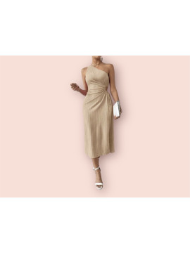 Robe Longue de Plage Fondue avec Cordon de Serrage Beige
