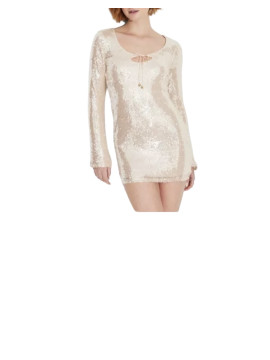 Robe à paillettes en blanc longue manche