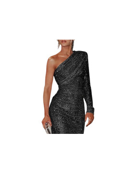 Robe à sequins noir à une manche