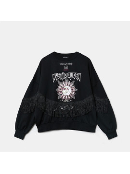 Pull Oversize Imprimé Noir