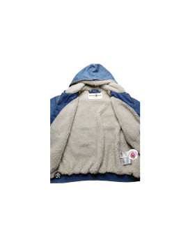 Veste en jeans a capuche avec fourrure intérieur