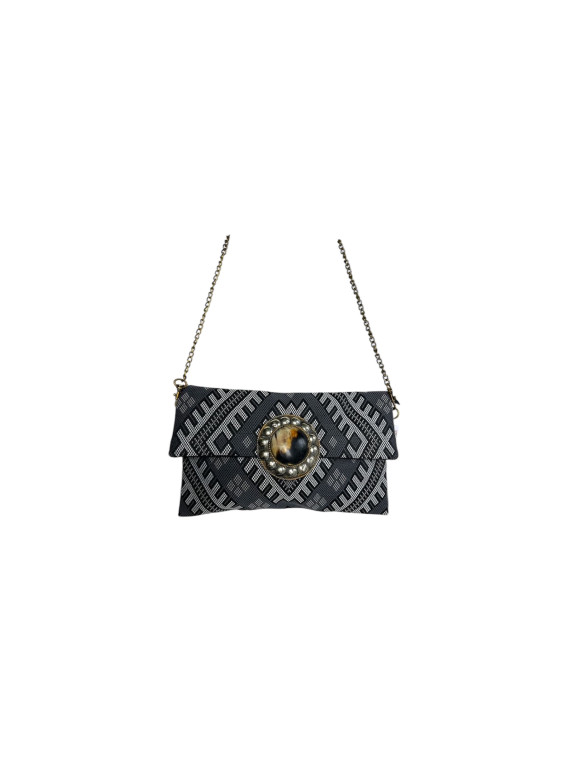 Sac unique noir ,gris en tissu avec chêne