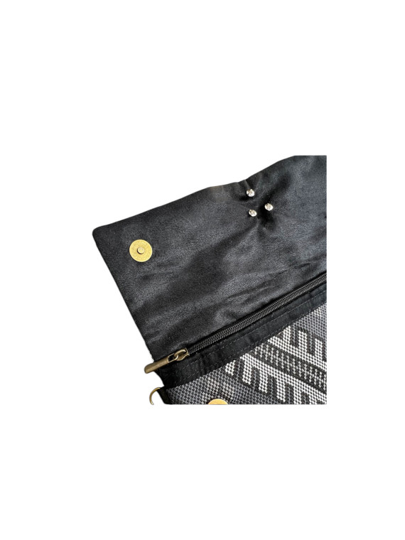 Sac unique noir ,gris en tissu avec chêne