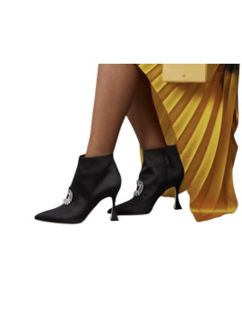 Chaussures bottes court p39 en tissu avec bijoux strass