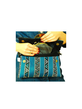 Sac unique bleu noir en tissu avec chêne