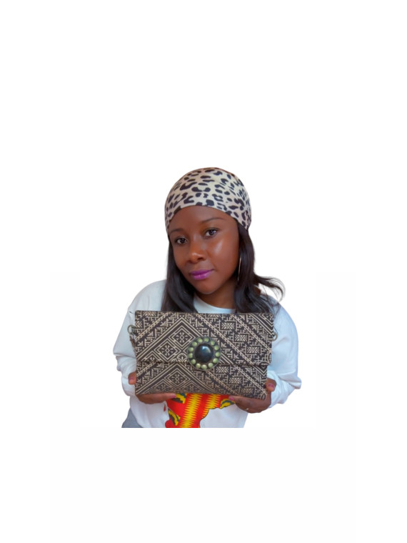 Sac unique noir blanc en tissu avec chêne