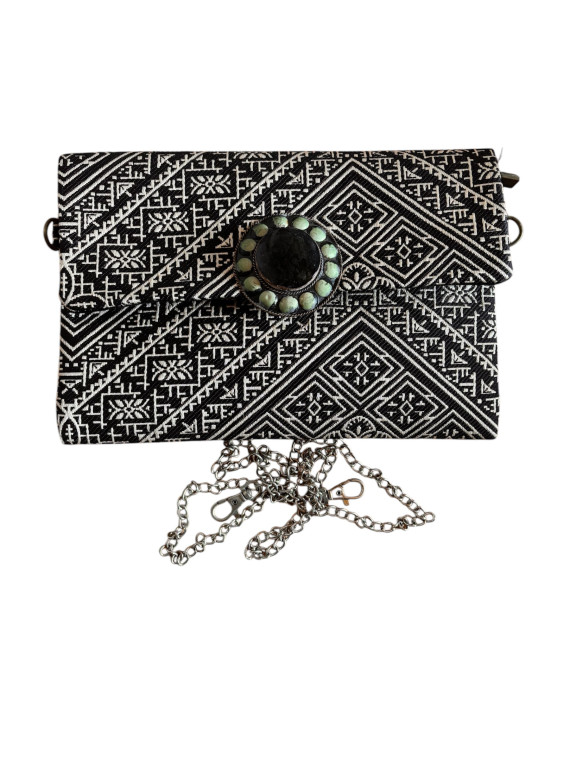 Sac unique noir blanc en tissu avec chêne
