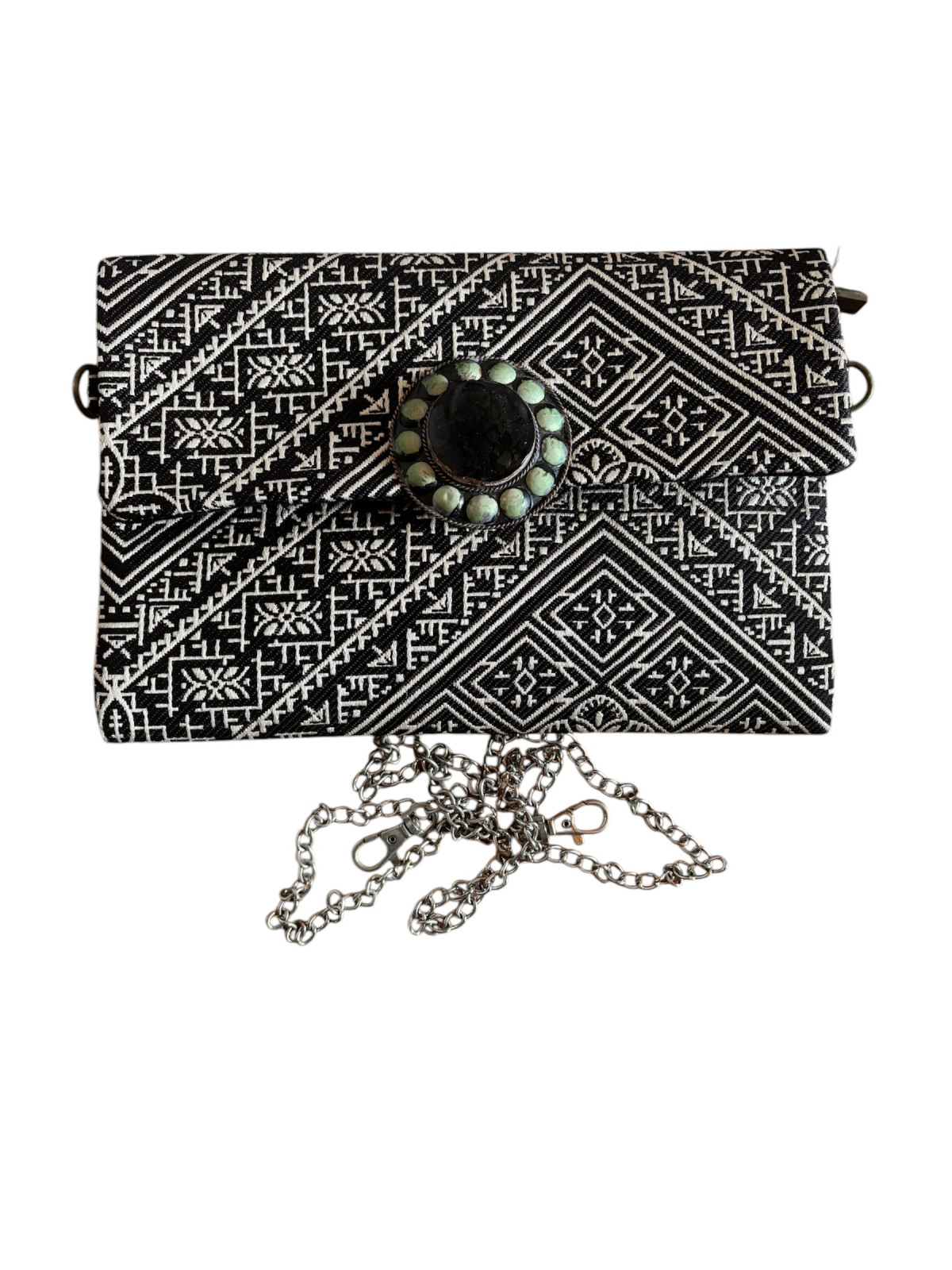 Sac unique noir blanc en tissu avec chêne