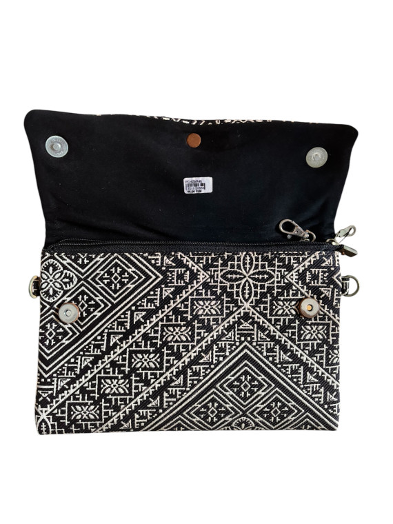 Sac unique noir blanc en tissu avec chêne