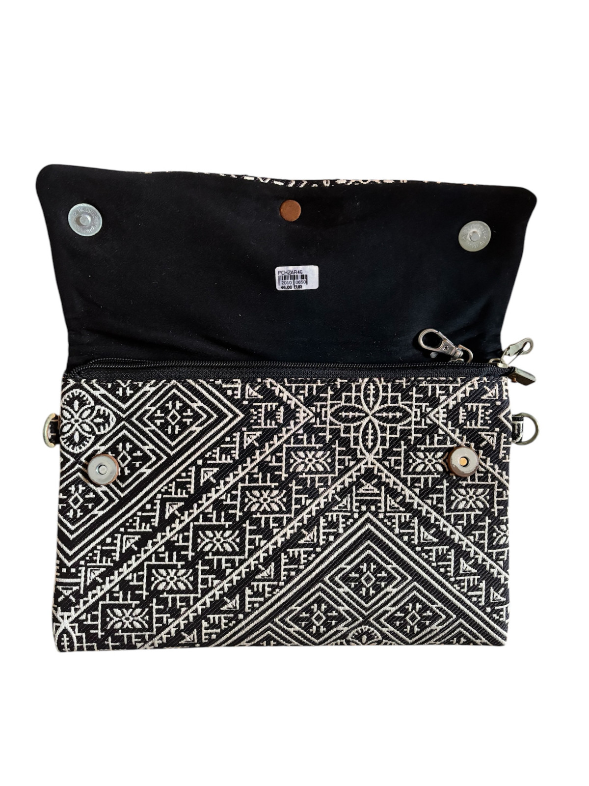 Sac unique noir blanc en tissu avec chêne