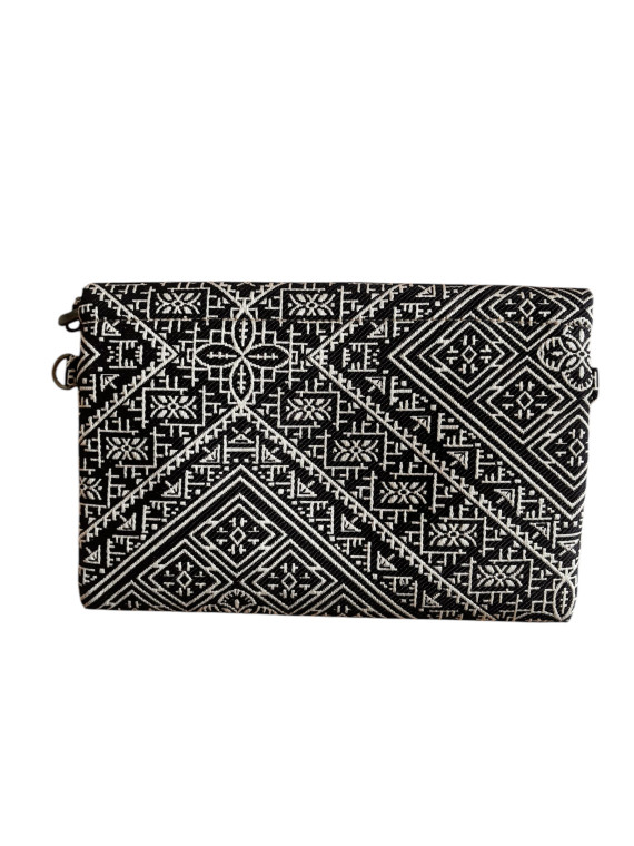 Sac unique noir blanc en tissu avec chêne