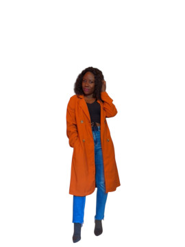 Veste menteau trench couleur orange