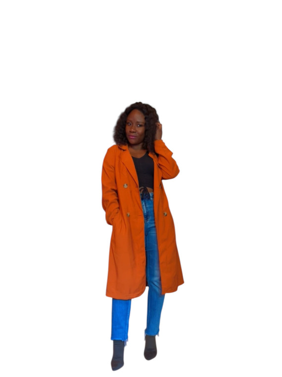 Veste menteau trench couleur orange