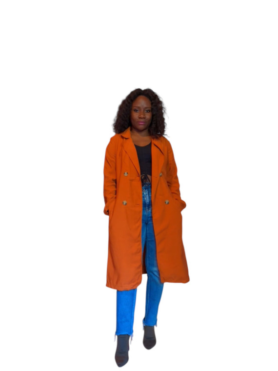 Veste menteau trench couleur orange