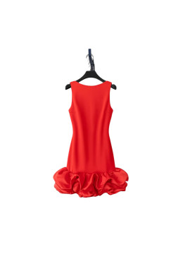 Robe élégante ourlet bouffante couleur  orange