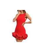 Robe élégante ourlet bouffante couleur  orange
