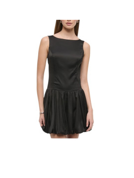 Robe élégante ourlet bouffante couleur noir