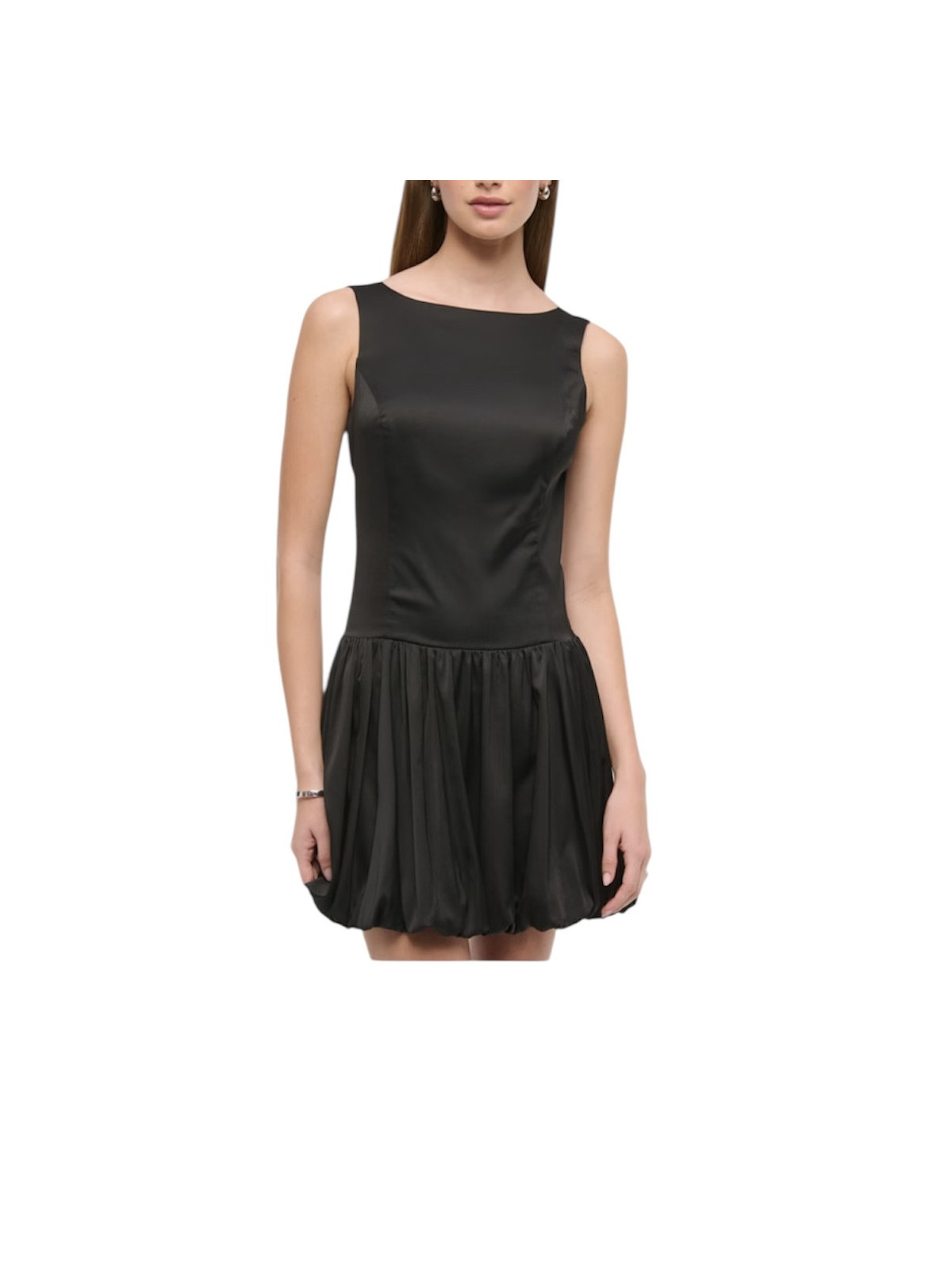 Robe élégante ourlet bouffante couleur noir