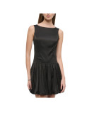 Robe élégante ourlet bouffante couleur noir