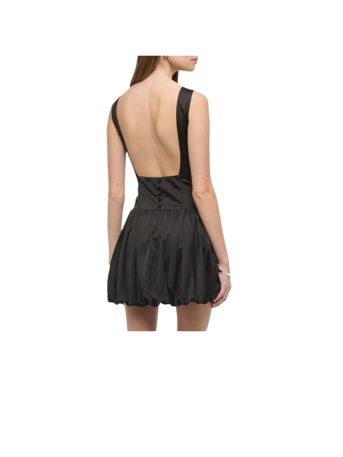 Robe élégante ourlet bouffante couleur noir