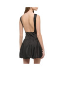Robe élégante ourlet bouffante couleur noir