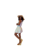 Robe élégante ourlet bouffante couleur blanc
