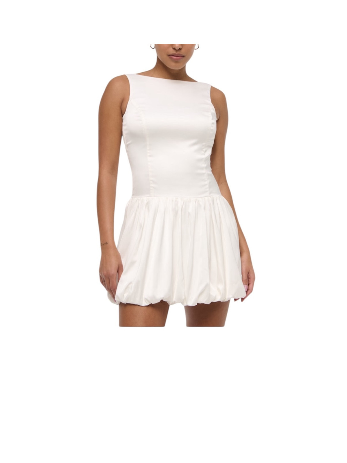 Robe élégante ourlet bouffante couleur blanc