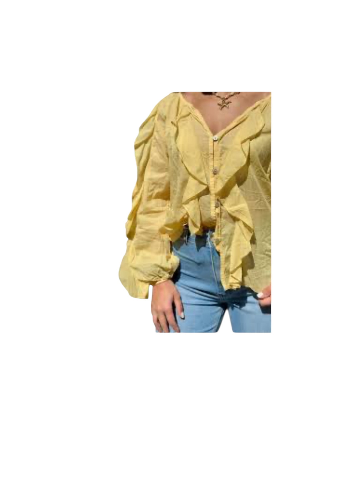 Chemise à manches larges avec volant à lavant