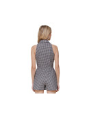 Ensemble Combi-short  à col montant imprimé pied de poule noir blanc
