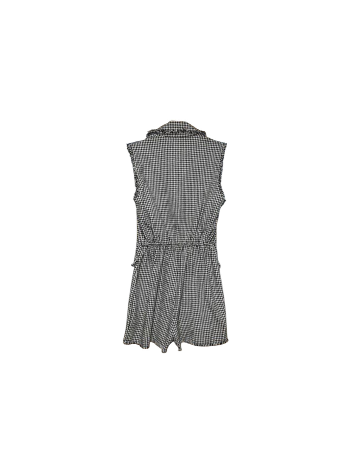 Ensemble Combi-short  à col V imprimé pied de poule noir blanc