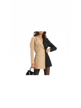 Combinaison short style tailleur couleur noir,belge