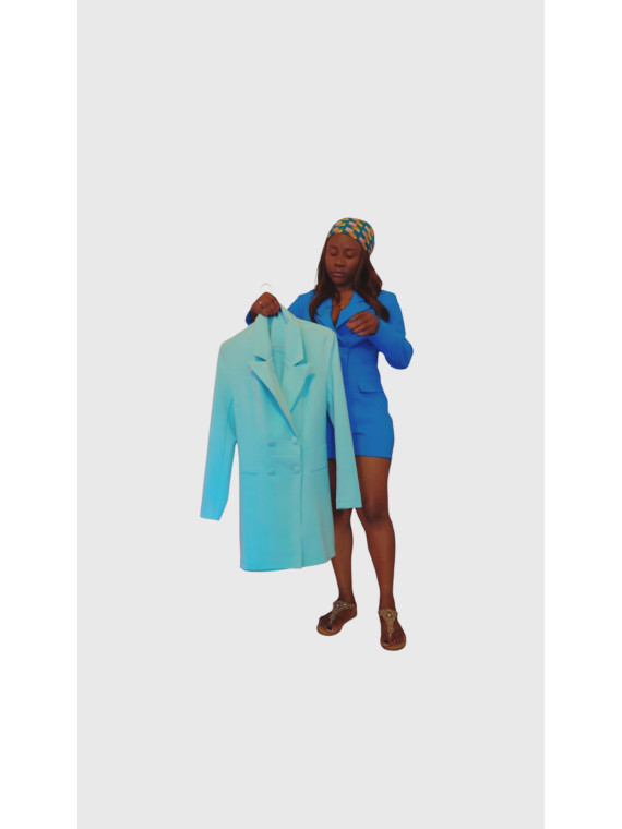 Combinaison short style tailleur couleur couleur bleu clair