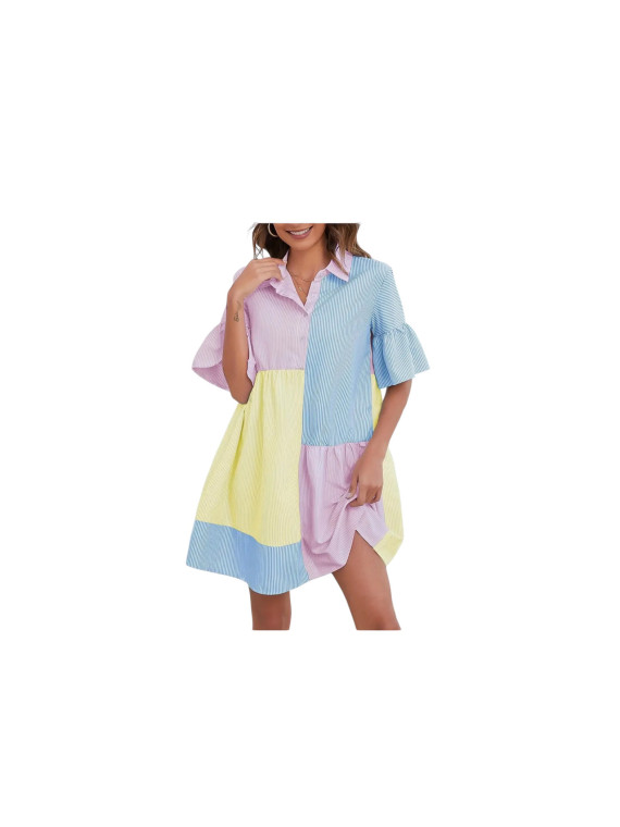Robe chemisier élégante multicolore