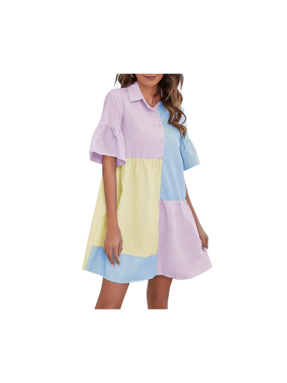 Robe chemisier élégante multicolore