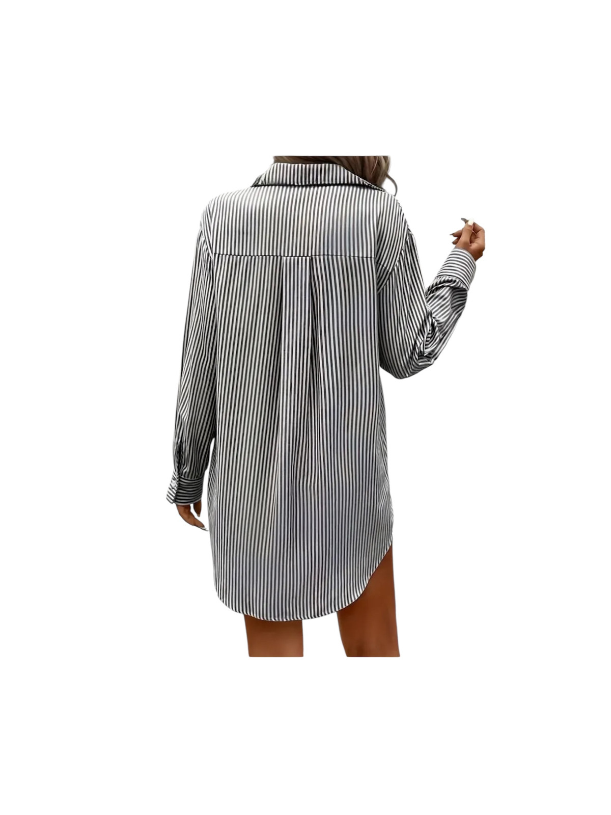 Robe chemisier élégante à rayures Blanc noir