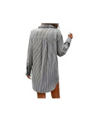 Robe chemisier élégante à rayures Blanc noir