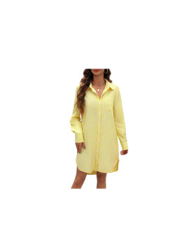 Robe chemisier élégante  couleur jaune