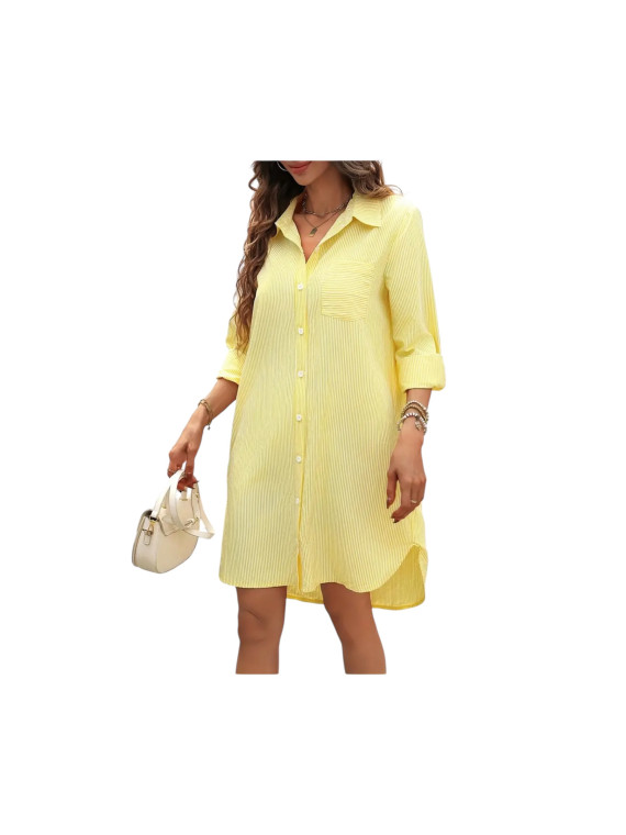Robe chemisier élégante  couleur jaune