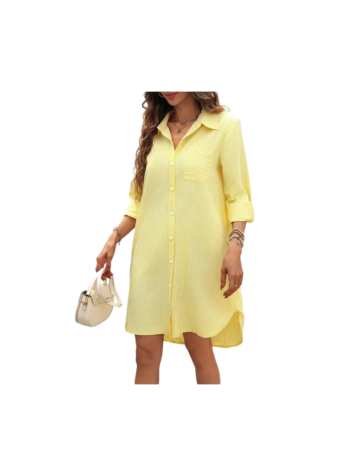 Robe chemisier élégante  couleur jaune