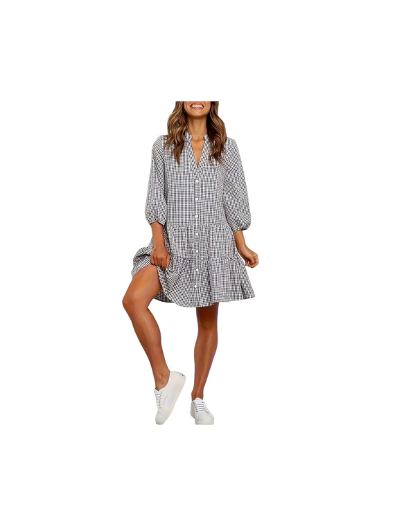 Robe chemisier élégante noir blanc